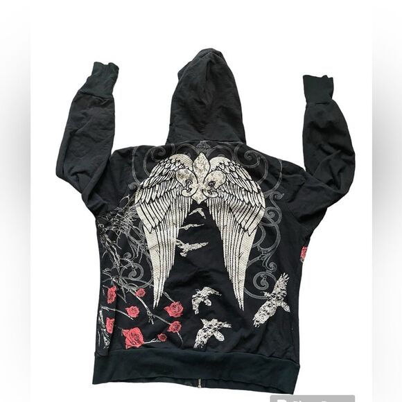 Vintage Torrid Born Famous Couture Hoodie
Sequin Wings Rose Black Size Large - Picture 2 of 8